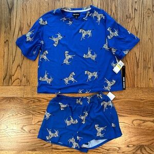 Zebra royal blue pajama 2 piece short set